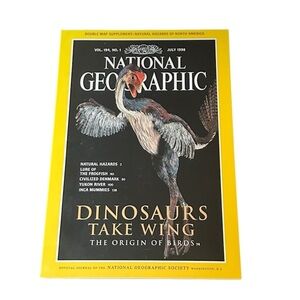 📚1998 NATIONAL GEOGRAPHIC JULY ISSUE - DINOSAURS TAKE WINGS 🦕